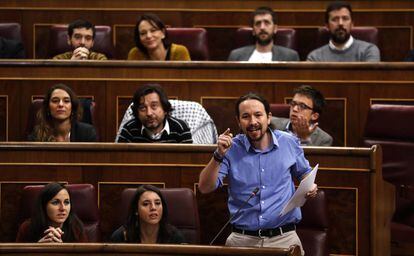 Pablo Iglesias, durante una comparecencia en el Congreso en noviembre de 2017.