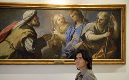 La ministra de Cultura, Ángeles González-Sinde, hoy en el Museo del Prado.
