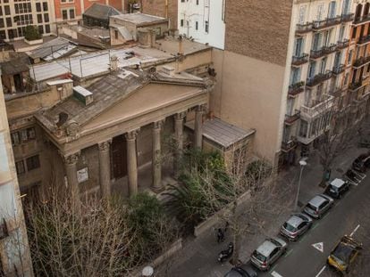 Vista cenital actual del edificio a la calle de Bailén de Barcelona.