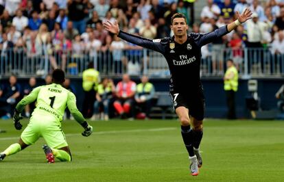 Cristiano celebra el seu gol al Màlaga.