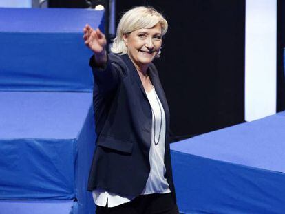 Marine Le Pen al congrés de l'FN a Lilla.