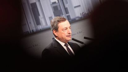 El presidente del BCE, Mario Draghi, este viernes en Fráncfort.