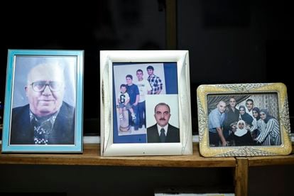 Photographs of relatives of the Colombian-Arab Ibrahim, who has worked for more than three decades as a glassware and toy store in Maicao. 