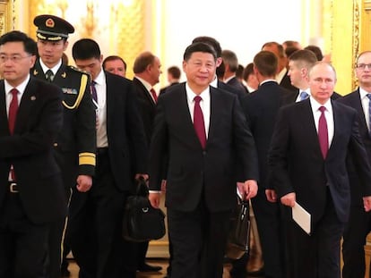 El presidente chino, Xi Jinping, y su homólogo ruso, Vladímir Putin.