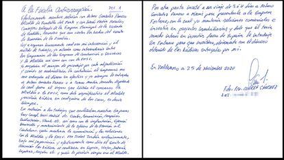 Uno de los nuevos escritos de confesión enviados por Correa a la Fiscalía Anticorrupción.