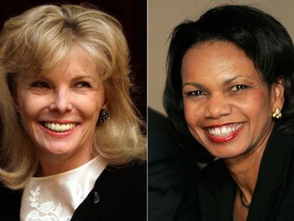 Darla Moore y Condoleezza Rice, las dos primeras mujeres en unirse al Augusta National.