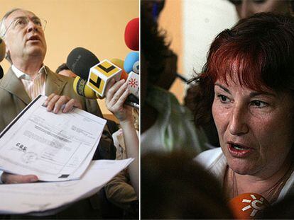 Jaime Reynaud (PP) y Paula Garvín (IU), ayer en el Ayuntamiento de Sevilla.
