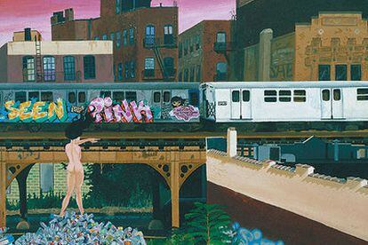 Fragmento de <i>Death of grafifiti</i>, de Lady Pink, una de las obras expuestas en el New Museum of Contemporary Art de Nueva York.