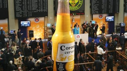 Imagen de archivo de la salida a Bolsa del Grupo Modelo en la Bolsa de Madrid. La cervecera mexicana llegó a cotizar en España unos años.