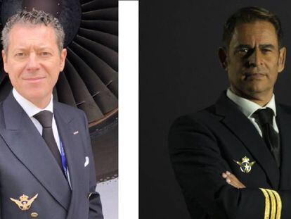 Los pilotos de Iberia Óscar Sanguino y Daniel Entrellardat, candidatos a la presidencia del Sepla.