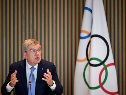 Thomas Bach, presidente del Comité Olímpico Internacional, este martes durante el comité ejecutivo del organismo olímpico.