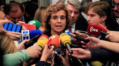 La portavoz del PP en el Congreso y candidata número uno para las europeas del próximo 26 de mayo, Dolors Montserrat, este lunes en Madrid. 