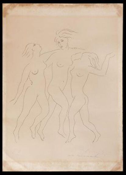 Elmyr de Hory, "a la manera de Picasso" ('Dame en bleu'). Acuarela sobre papel. 51x37 cm. Colección Branger