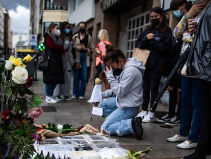 Concentración en A Coruña en repulsa por el asesinato de Samuel Luiz, la noche del pasado sábado.