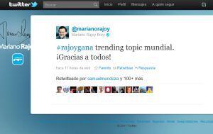 Twitter de la página oficial de Mariano Rajoy felicitándose por el TT