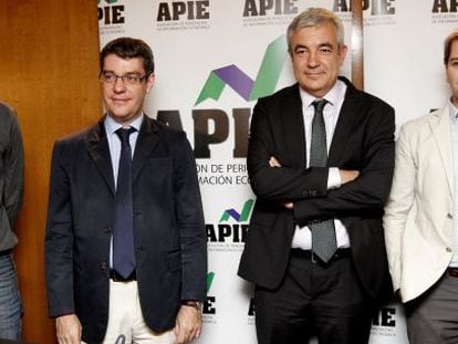 De izquierda a derecha, Nacho &Aacute;lvarez (Podemos), &Aacute;lvaro Nadal (PP), Luis Garicano (Ciudadanos) y Manuel de la Rocha V&aacute;zquez (PSOE).