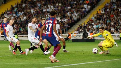 La acción del gol en propia puerta de Sergio Ramos.