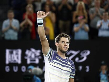 Thiem celebra su victoria contra Nadal en la central de Melbourne. En vídeo, fragmento del partido.