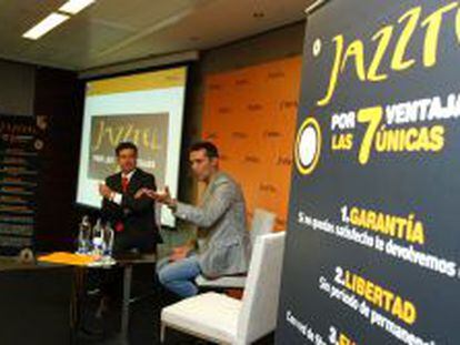 Jos&eacute; Miguel Garc&iacute;a, consejero delegado de Jazztel, en una presentaci&oacute;n.