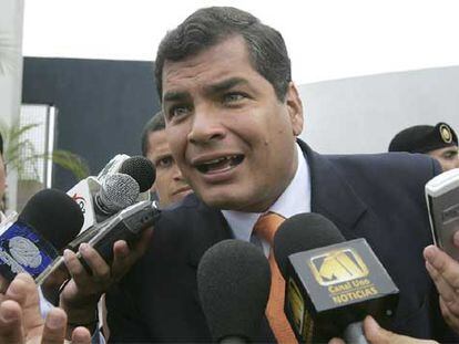 El candidato izquierdista a la presidencia de Ecuador Rafael Correa, ayer en Guayaquil.