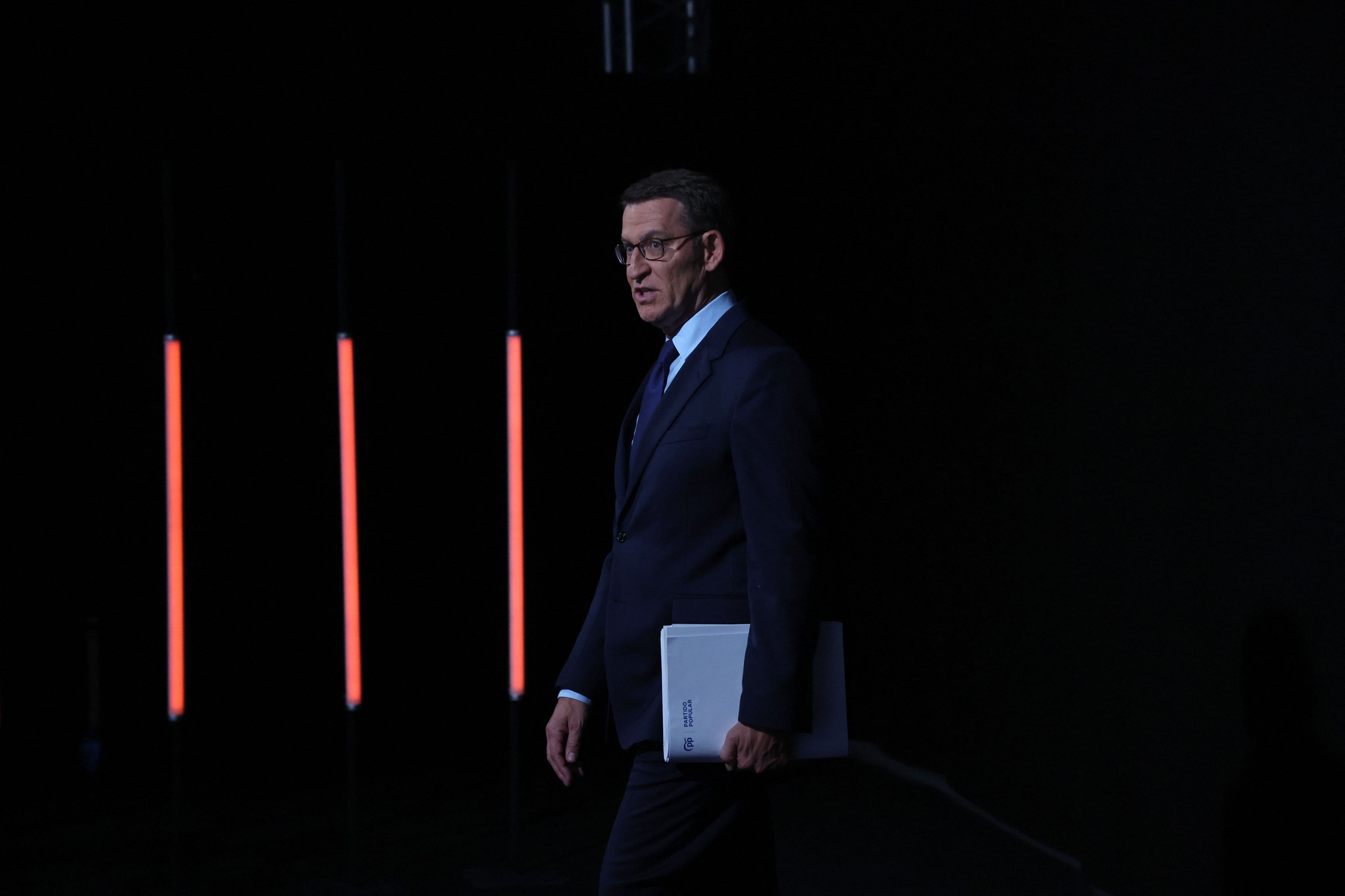 El candidato del PP a la presidencia, Alberto Núñez Feijóo, este lunes.