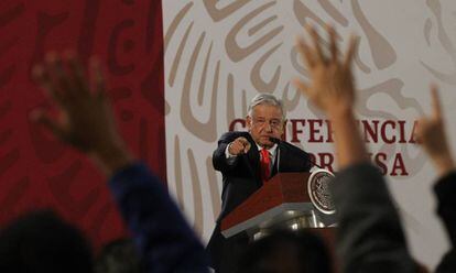 López Obrador, durante una rueda de prensa. 