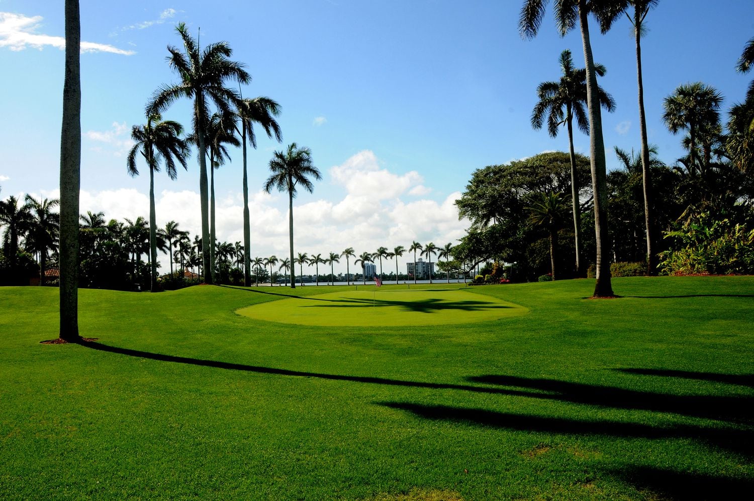 Vista del campo de golf de una residencia en Palm Beach. 
