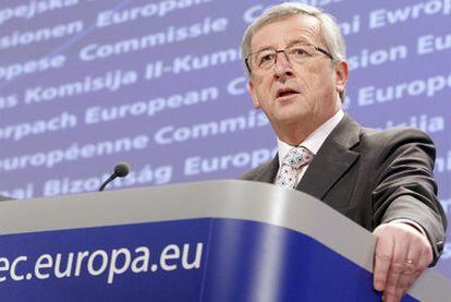 Jean-Claude Juncker, primer ministro luxemburgués y presidente del Eurogrupo, tras la reunión de los ministros de Economía.