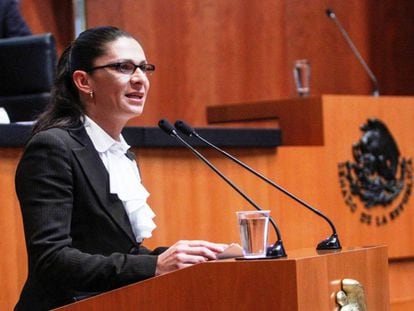 La senadora Ana Gabriela Guevara en el Senado mexicano