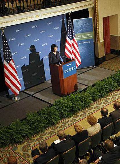 Condoleezza Rice, durante su discurso de ayer en Washington.