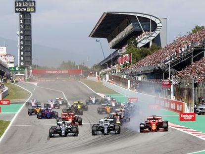 Salida en el circuito de Montmeló en el Gran Premio de España de mayo de 2019.