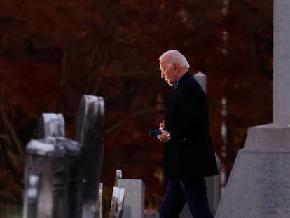 El presidente de Estados Unidos, Joe Biden, llegando este sábado a misa en una iglesia de Wilmington (Delaware).