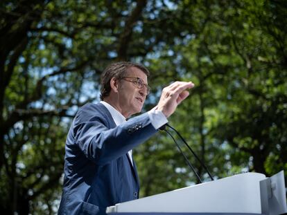 Alberto Núñez Feijóo, el 2 de julio en un acto en la provincia de A Coruña.