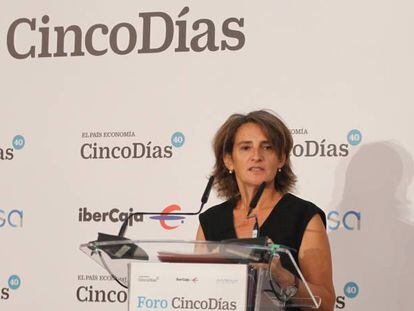 Teresa Ribera, ministra de Transición Ecológica, durante su intervención en el Foro Cinco Días.