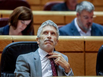 El ministro del Interior, Fernando Grande-Marlaska, en un pleno del Senado.