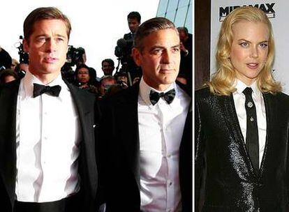 De izquierda a derecha, Brad Pitt, George Clooney y Nicole Kidman.