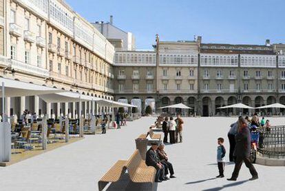 Recreación virtual de la futura plaza de María Pita que ha propuesto al Ayuntamiento de A Coruña el arquitecto Alejandro Zaera.