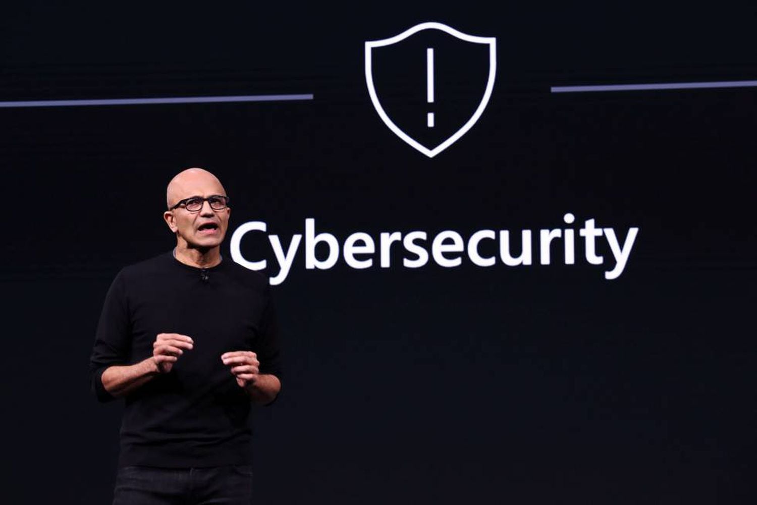 Satya Nadella, consejero delegado de Microsoft, en un acto previo al Mobile World Congress de Barcelona.