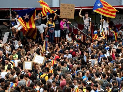 Protesta d&#039;estudiants aquest dimarts a Barcelona.