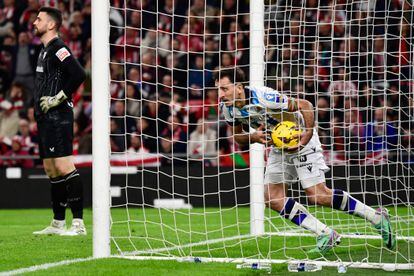 Mikel Oyarzabal after scoring the goal for La Real.