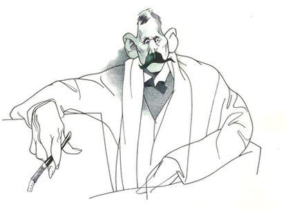 Caricatura de Benito Pérez Galdós, de Loredano