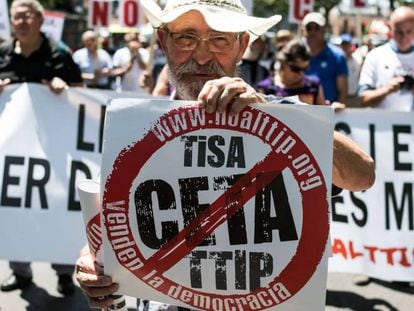 Protesta contra el CETA en Madrid.
