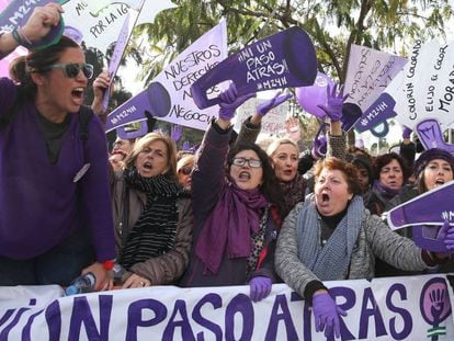 Manifestación contra Vox en el Parlamento andaluz, del 15 de enero.