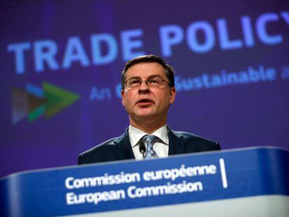 El vicepresidente de la Comisión Europea Valdis Dombrovskis, el pasado jueves en Bruselas.
