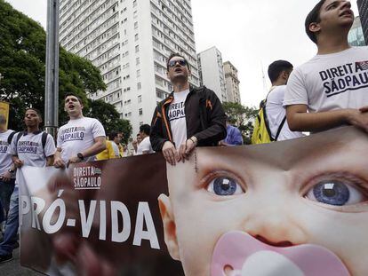 Una protesta antiaborto en Sao Paulo. 