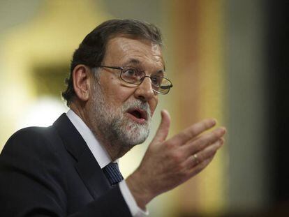 Mariano Rajoy, durante su intervenci&oacute;n en el Congreso. 