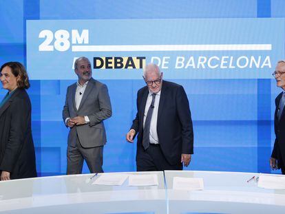Ada Colau, Jaume Collboni, Ernest Maragall y Xavier Trias en el debate de Barcelona organizado por EL PAÍS y Ser Catalunya.
