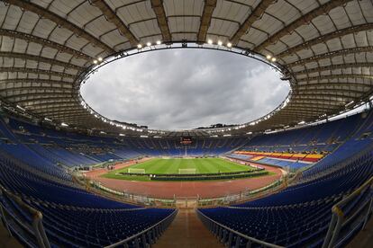 Vista general del Olímpico de Roma durante un partido entre el AS Roma y el Shakhtar Donetsk.