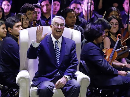 El empresario Salinas Pliego, durante el Festival de las Ideas en Puebla.