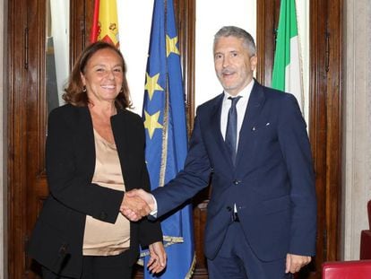 La ministra del Interior italiana, Luciana Lamorgese, y su homólogo español, Fernando Grande-Marlaska.